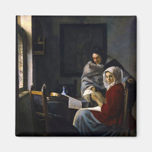 Aimant Johannes Vermeer - Une fille interrompue à sa musi