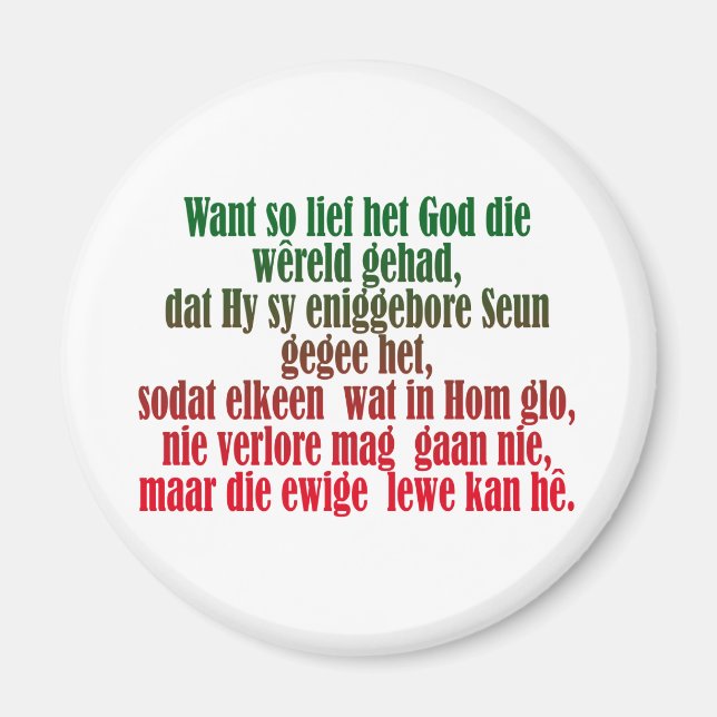 Aimant John 3:16 Afrikaans (Devant)