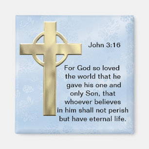 Aimant John 3:16 (bleu)