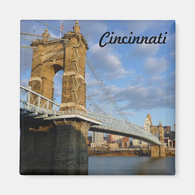 Aimant John Roebling Bridge Cincinnati Magnat photo (Devant)