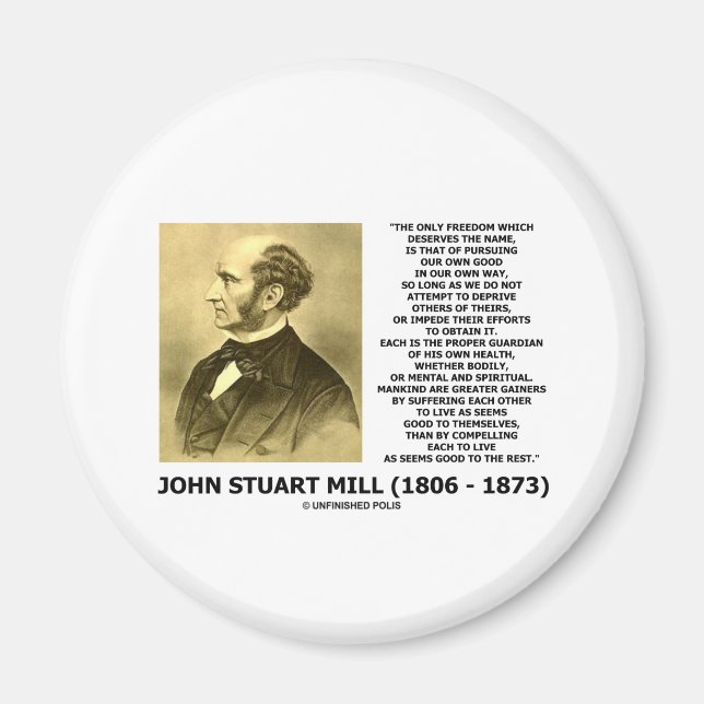 Aimant John Stuart Mill Liberté Poursuivre sa propre voie (Devant)