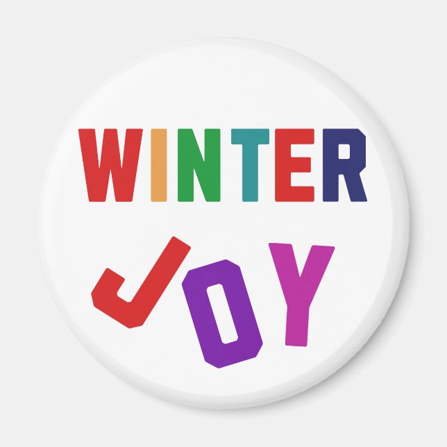Aimant Joie d'hiver - Lettres colorées douillettes (Devant)