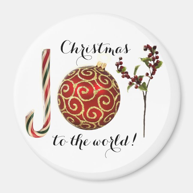 Aimant Joie mot art sucre de canne ornement et saint (Devant)