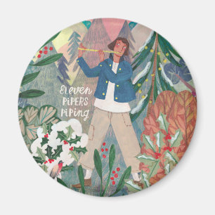 Aimant Joli 12 jours de Noël onze Pipers Piping