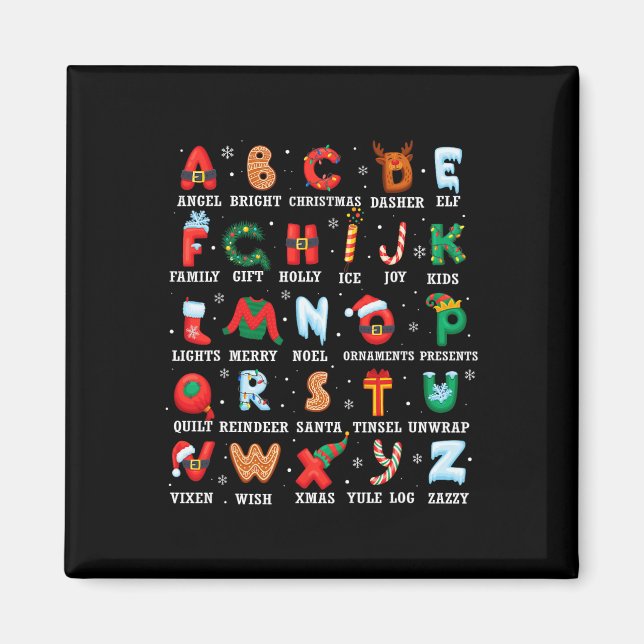 Aimant Joli Alphabet de Noël Kindergarten Thé préscolaire (Devant)