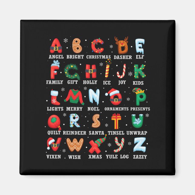Aimant Joli Alphabet de Noël Kindergarten Thé préscolaire (Devant)