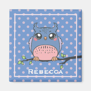 Aimant Joli Art de Hibou Mignon Personnalisé pour Filles 