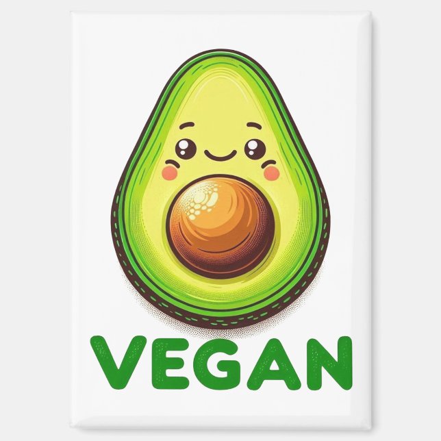 Aimant Joli Avocat Végétalien Heureux Mode de Vie (Recto)