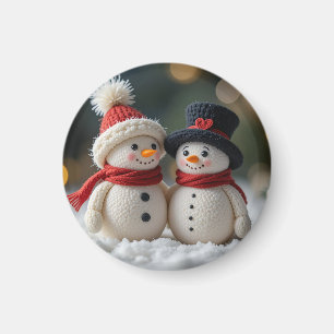 Aimant joli bonhomme de neige ensemble