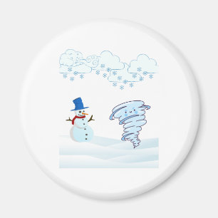 Aimant Joli bonhomme de neige et vent d'hiver