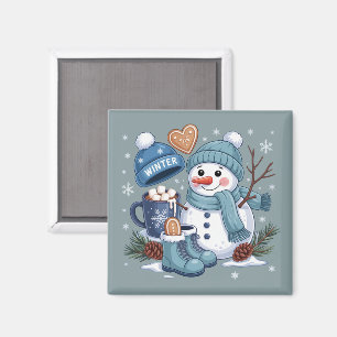 Aimant Joli Bonhomme de Neige Saison Hivernale Ambiance N