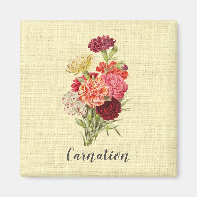 Aimant Joli Bouquet Carnation Vintage (Devant)