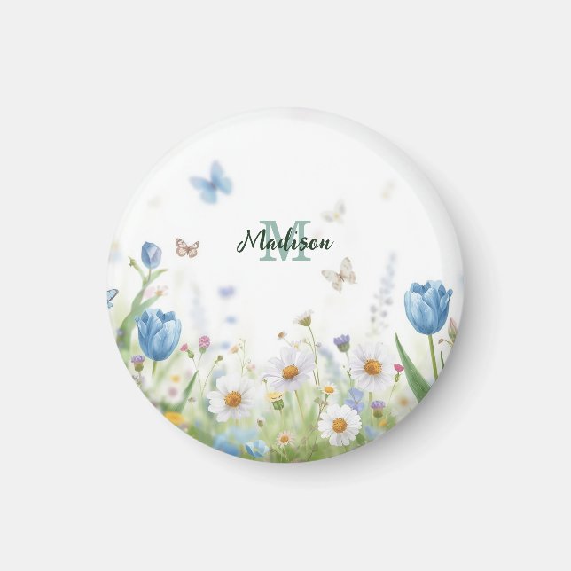 Aimant Joli bouquet de fleurs sauvages de printemps vert  (Devant)