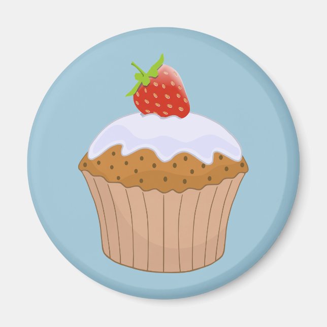 Aimant Joli bun à la fraise bleu (Devant)