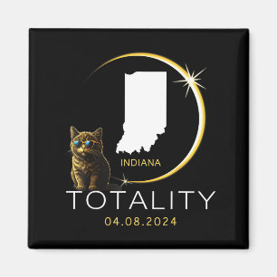 Aimant Joli chat de l'éclipse solaire totale de l'Indiana