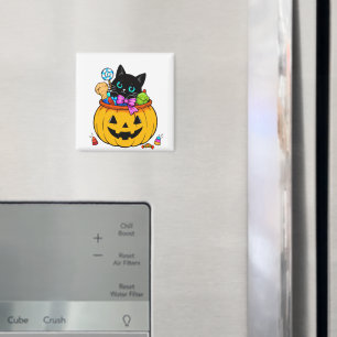 Aimant Joli chat noir dans citrouille Jack-O'-Lantern Hal
