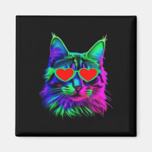 Aimant Joli Chat Saint-Valentin Lunettes de soleil Cœur K