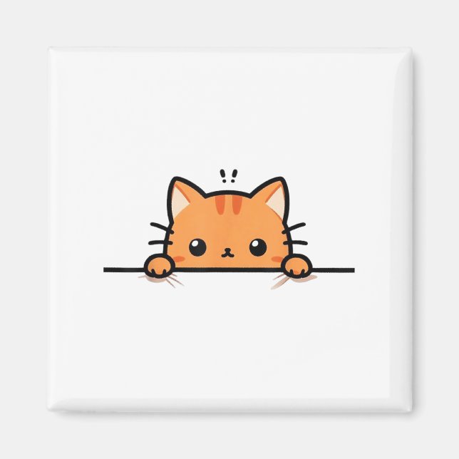 Aimant Joli chaton orange regardant par-dessus vers vous  (Devant)