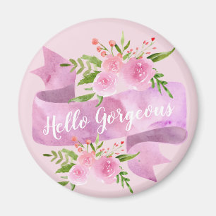 Aimant Joli Chic Fleur Rose Tendue Bonjour Magnifique