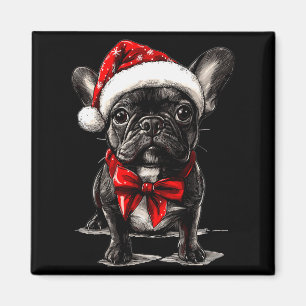 Aimant Joli chien Bouledogue Français Noël Joyeux X
