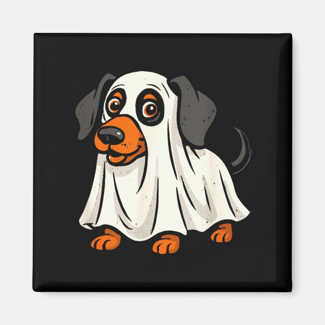 Aimant Joli chien fantôme halloween teckel  (Devant)