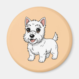 Aimant Joli chien West Highland White Terrier beige