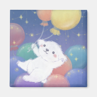 Aimant Joli chiot avec ballons et étoiles