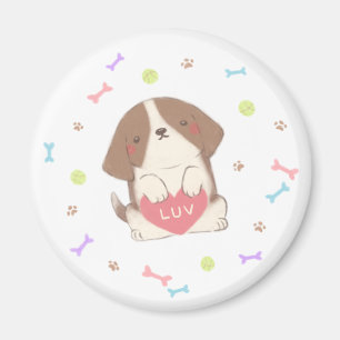 Aimant Joli chiot avec l'illustration de LUV