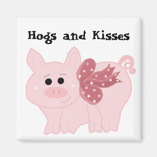 Aimant Joli Cochon Rose avec Citation Drôle (Devant)