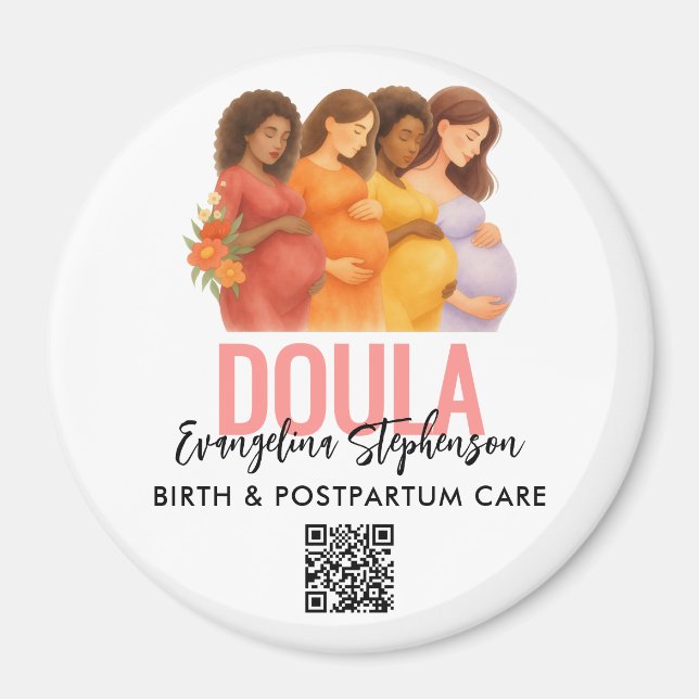 Aimant Joli code QR professionnel de naissance Doula post (Devant)