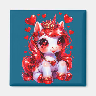 Aimant Joli cœur de licorne pour la Saint-Valentin filles