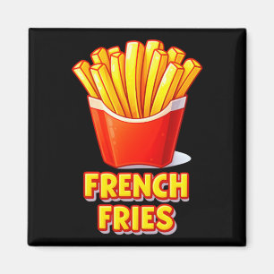 Aimant Joli costume de frites françaises jaunes rouges po
