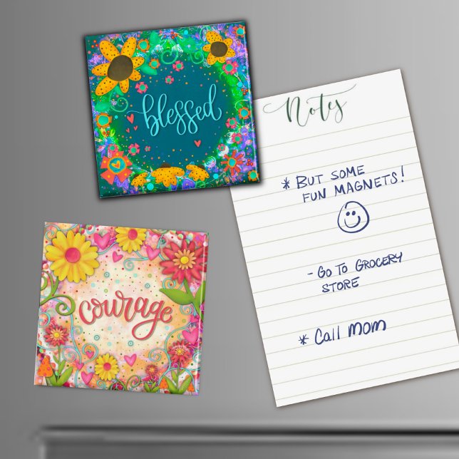 Aimant Joli Courage rose Floral Modernité Inspirivée (Créateur téléchargé)