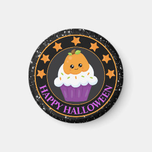 Aimant Joli Cupcake d'Halloween à la citrouille