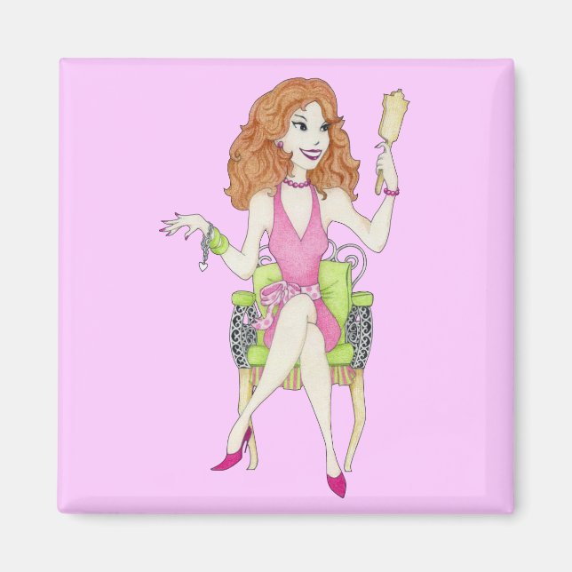 Aimant Joli dans l'aimant rose (Devant)