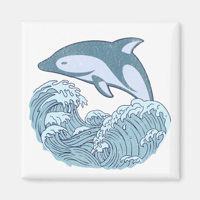 Aimant Joli dauphin bleu (Devant)