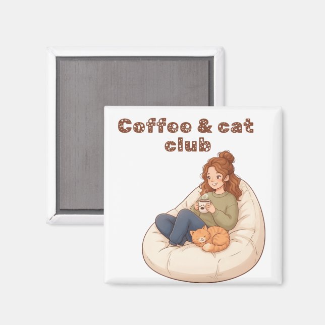 Aimant Joli design Café & Club Chat  (Recto/Verso)