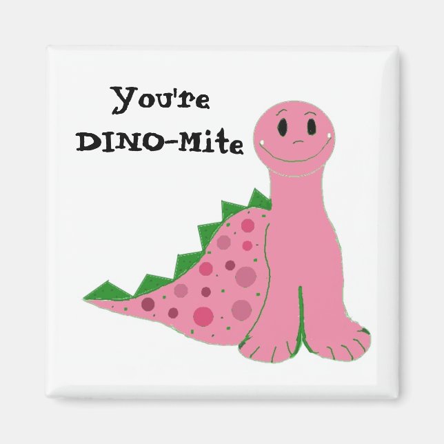Aimant Joli Dinosaure Rose (Devant)