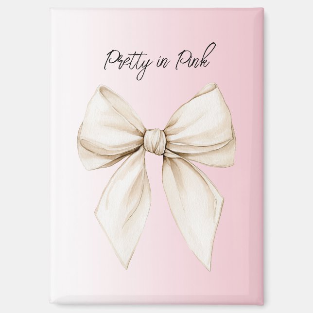 Aimant Joli en rose ruban crème (Recto)