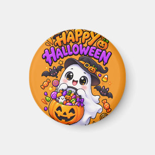 Aimant Joli fantôme de Halloween Citrouille de bonbons