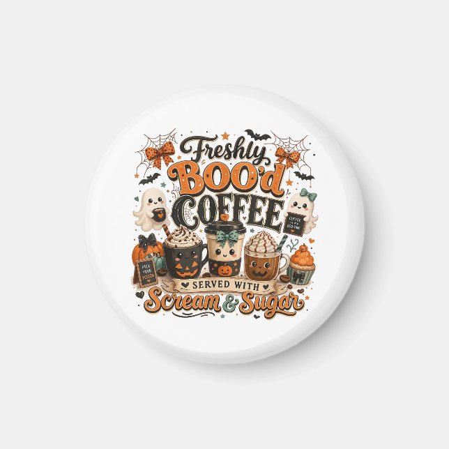 Aimant Joli Fantôme Ensorcelant Amateur de Café Halloween (Devant)