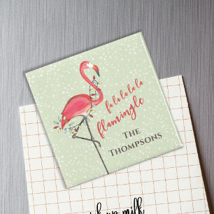 Aimant Joli Flamant rose de plage de Noël personnalisé