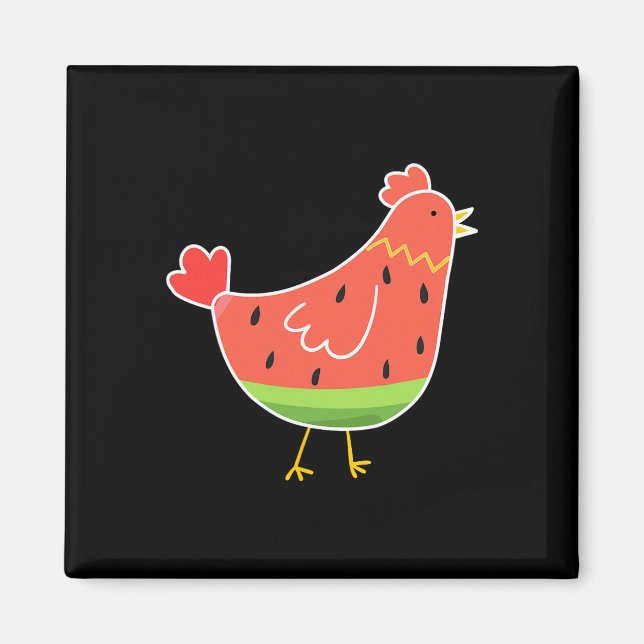 Aimant Joli Imprimé Pastèque Amoureux De Poulet Agriculte (Devant)