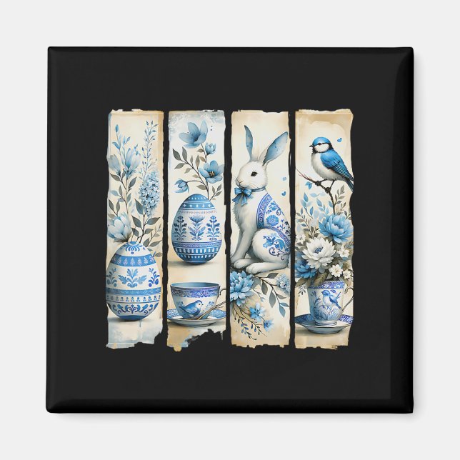 Aimant Joli Jay Bleu Oeufs De Lapin De Pâques Fleurs Sac  (Devant)