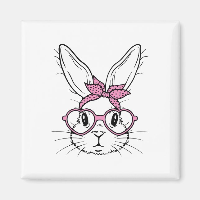 Aimant Joli Lapin Rabbit Face Avec Bandana Heart Gles Eas (Devant)