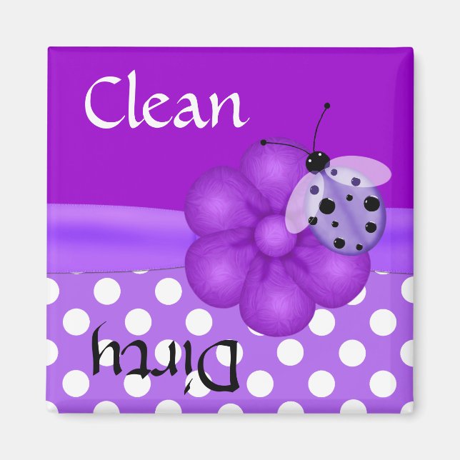 Aimant Joli lave-vaisselle violet Ladybug magnétique (Devant)