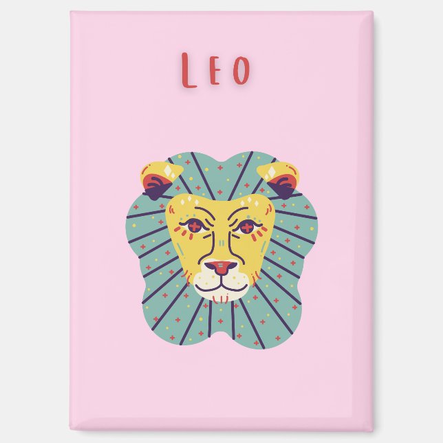 Aimant Joli Leo, zodiaque, impression signe du zodiaque (Recto)