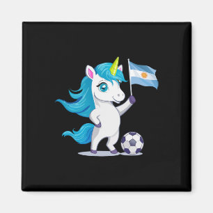Aimant Joli licorne aux racines argentines jouant au foot