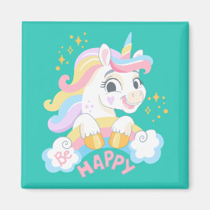 Aimant Joli licorne Be Happy