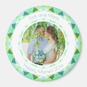 Aimant Joli Mariage bleu vert Keepsaké cadeau photo